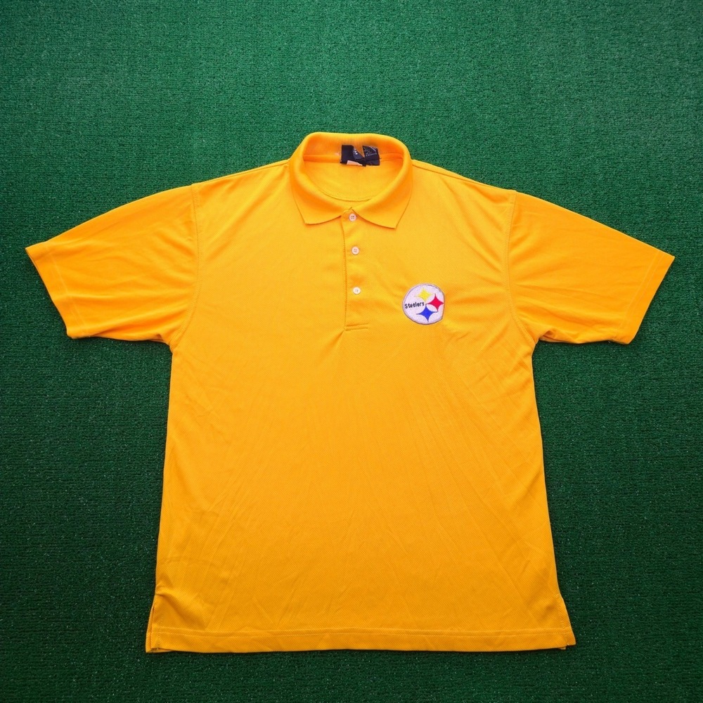 Pittsburgh Steelers Polo Shirt Mens Small/Medium Yellow Gold Embroidered Logo